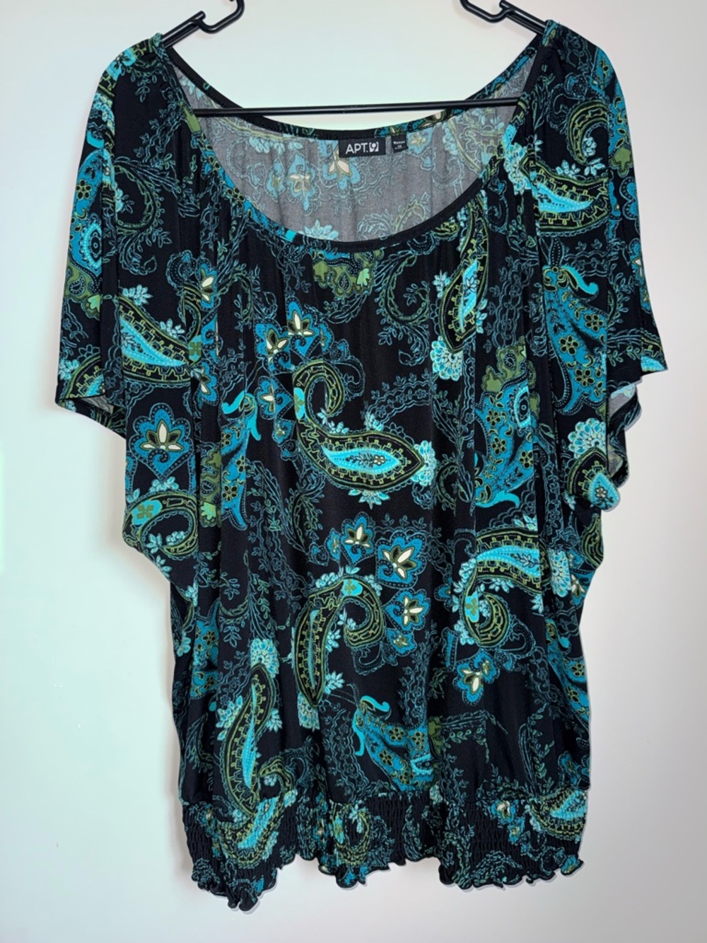 Paisley print scoop neck blouse 1X
